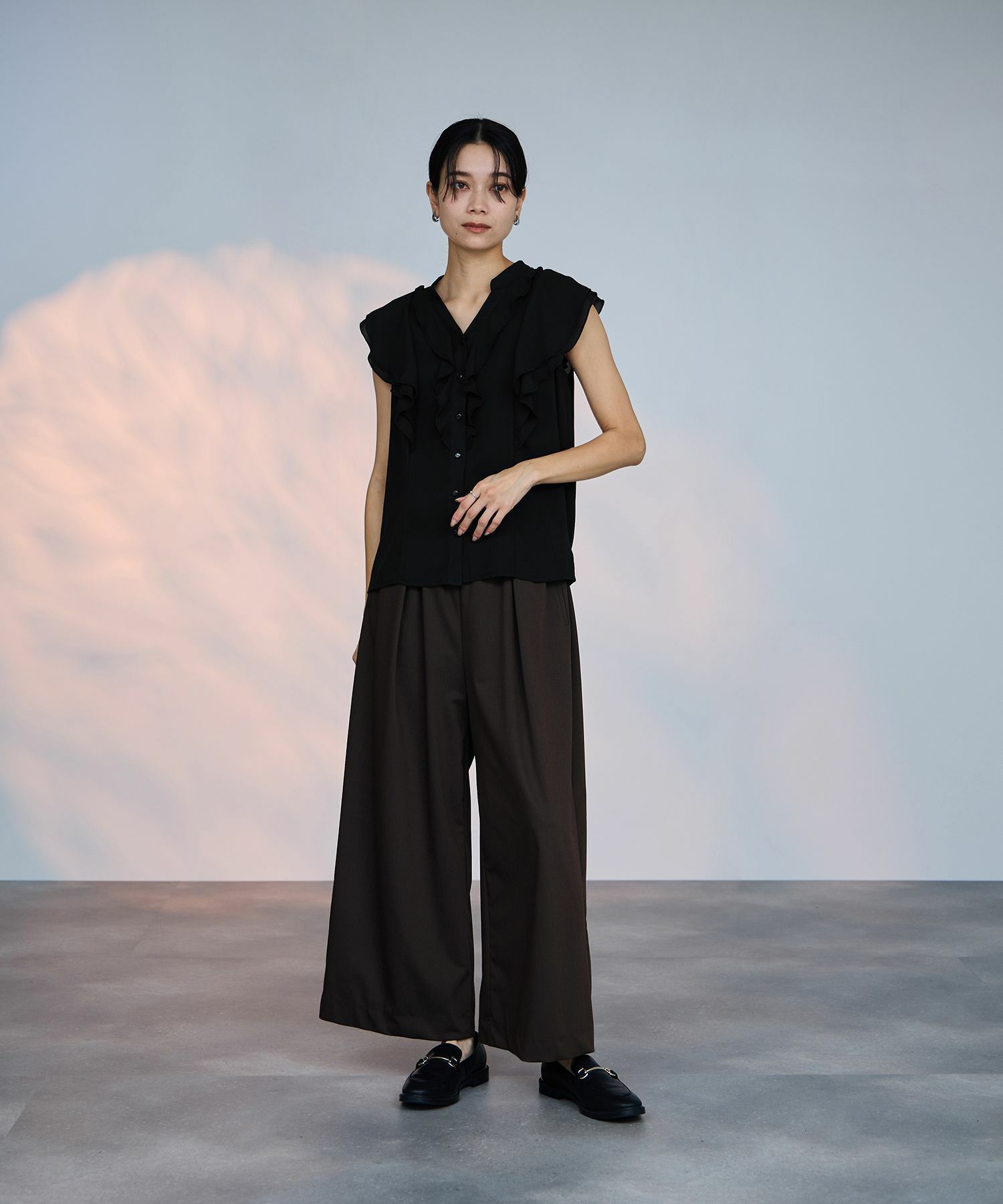 milli de l'air ラッフルフリルキーネックブラウス レディース商品画像-5