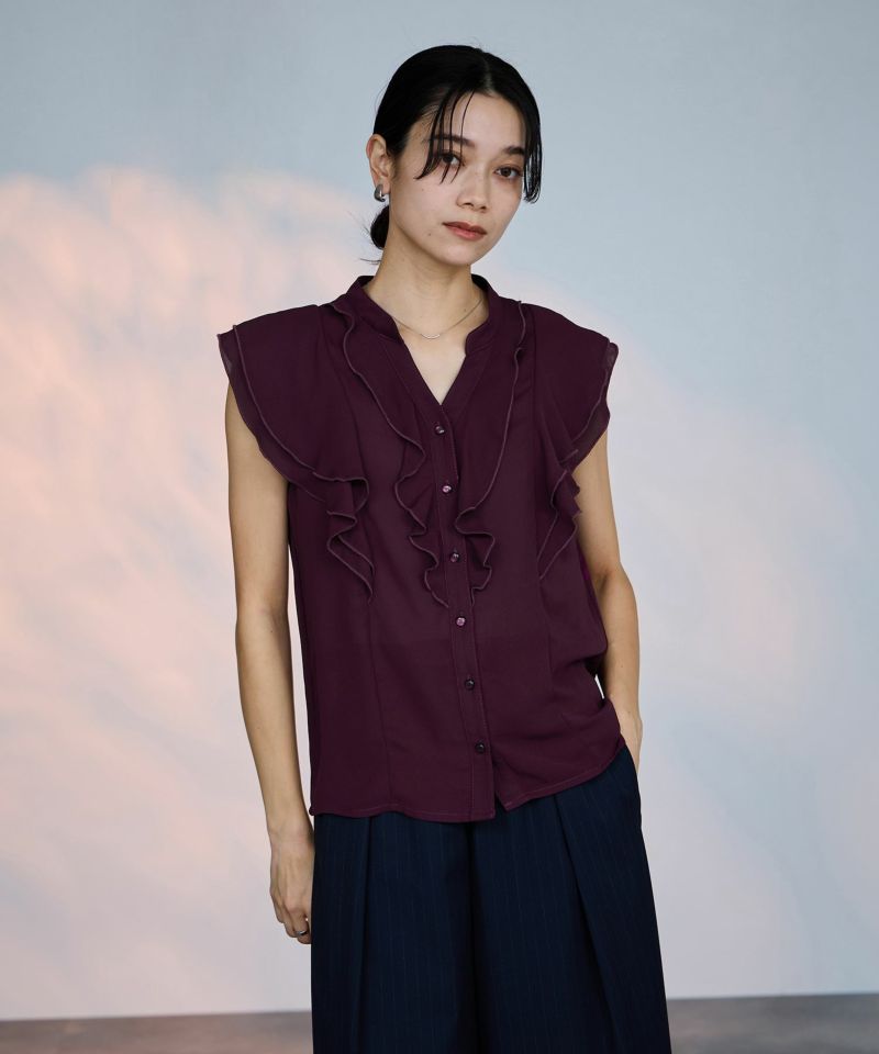 milli de l'air ラッフルフリルキーネックブラウス レディース商品画像-6