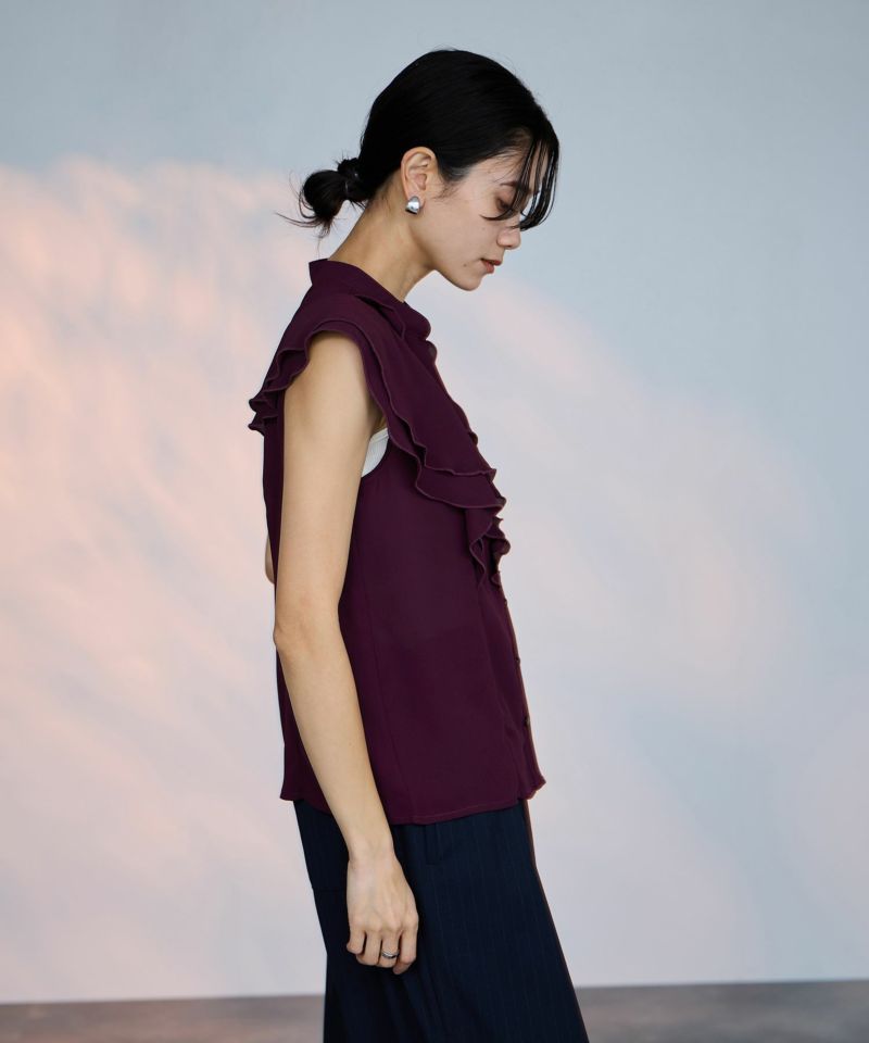 milli de l'air ラッフルフリルキーネックブラウス レディース商品画像-7