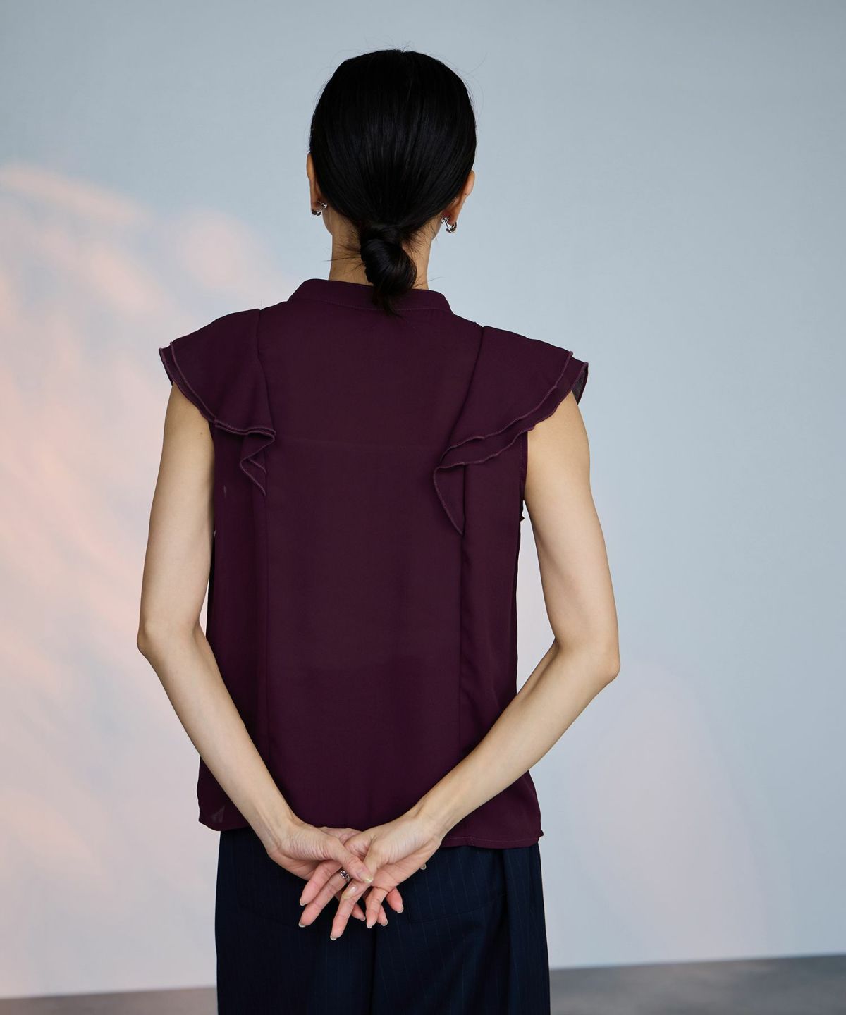 milli de l'air ラッフルフリルキーネックブラウス レディース