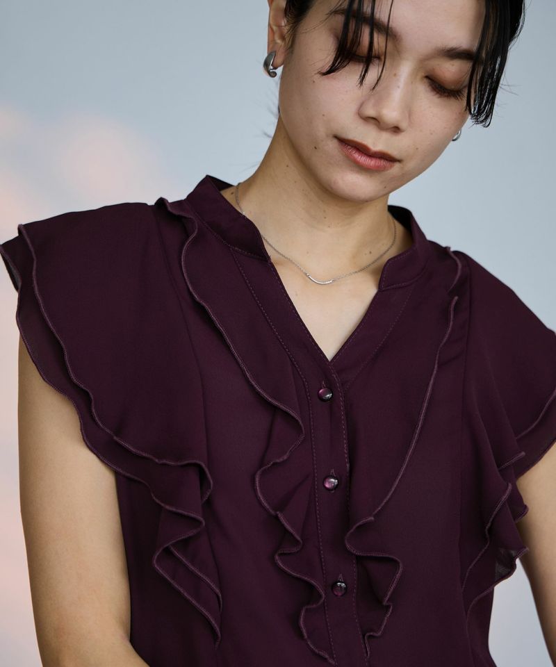 milli de l'air ラッフルフリルキーネックブラウス レディース商品画像-9