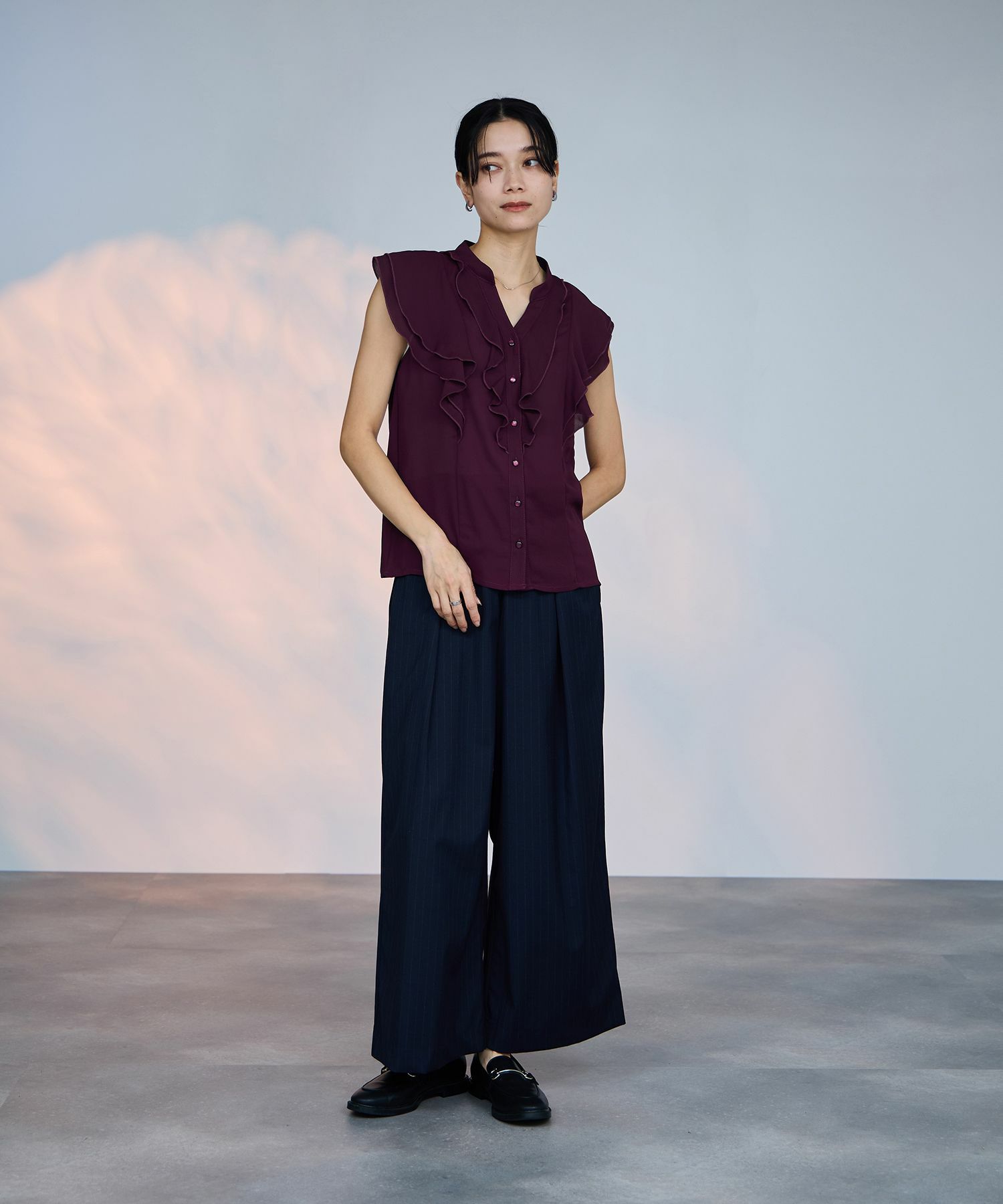 milli de l'air ラッフルフリルキーネックブラウス レディース商品サムネイル-11