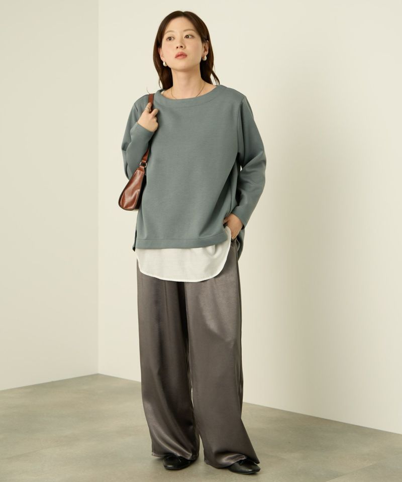 nAvy ポンチ素材 裾ラウンドプルオーバー レディース メール便 対応商品商品画像-6