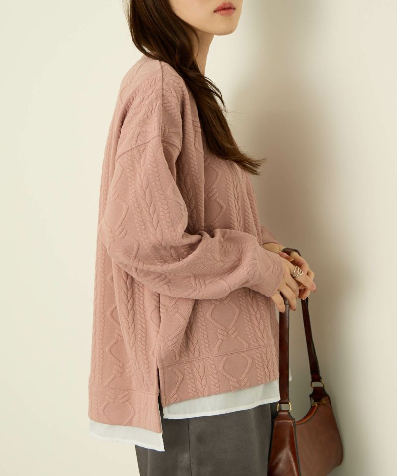 [値下げ]nAvy  時短ジャガードフェイク裾スリットプルオーバー レディース商品画像-5