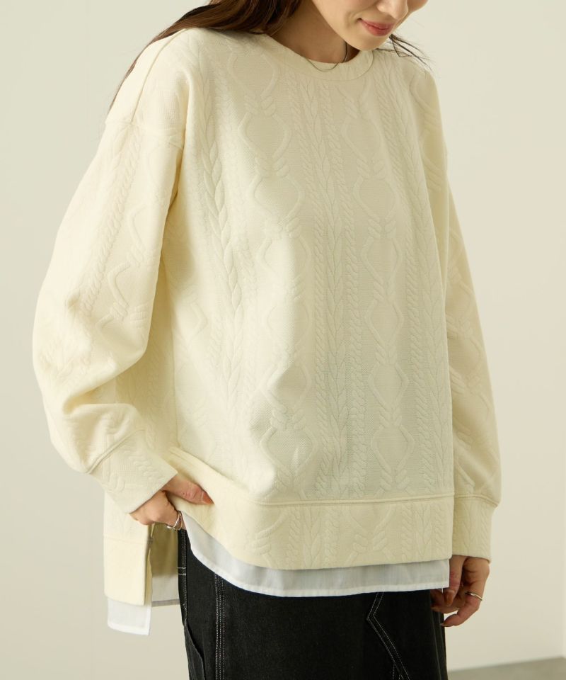 [値下げ]nAvy  時短ジャガードフェイク裾スリットプルオーバー レディース商品画像-9