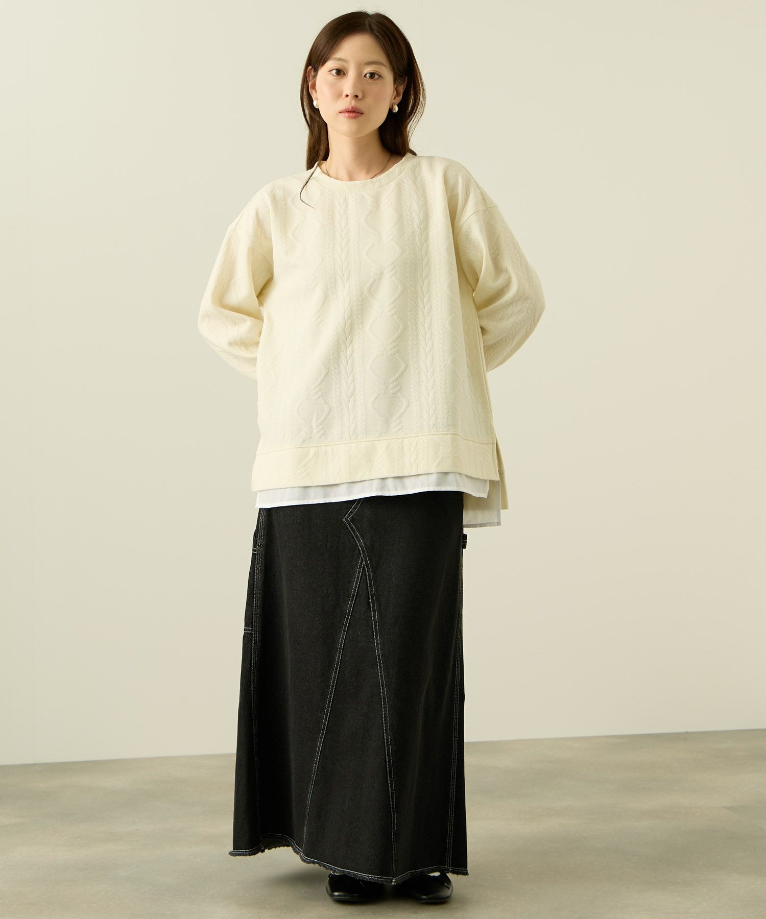 nAvy 時短ジャガードフェイク裾スリットプルオーバー レディース商品画像-10