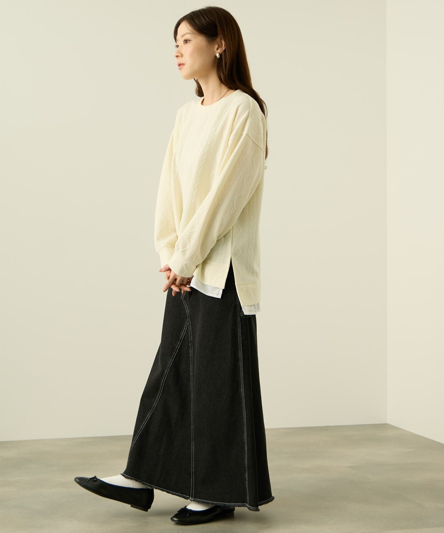 nAvy  時短ジャガードフェイク裾スリットプルオーバー レディース商品画像-11