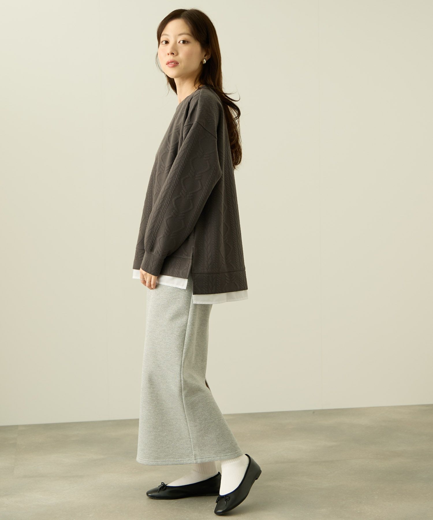 nAvy  時短ジャガードフェイク裾スリットプルオーバー レディース商品画像-14