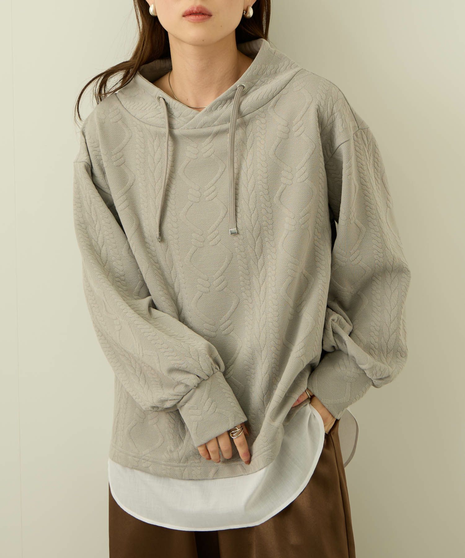 nAvy 時短ジャガードフェイクハイネックプルオーバー レディース