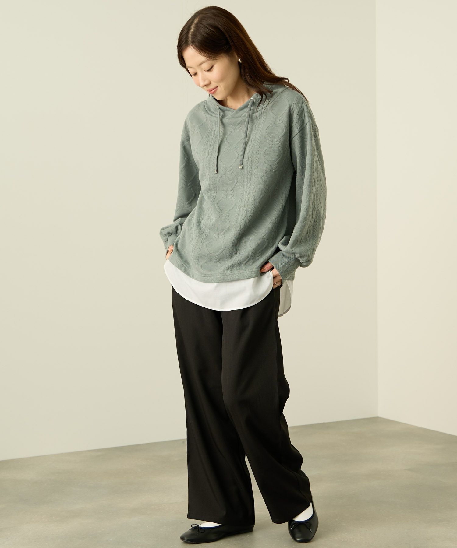 nAvy  時短ジャガードフェイクハイネックプルオーバー レディース商品画像-6