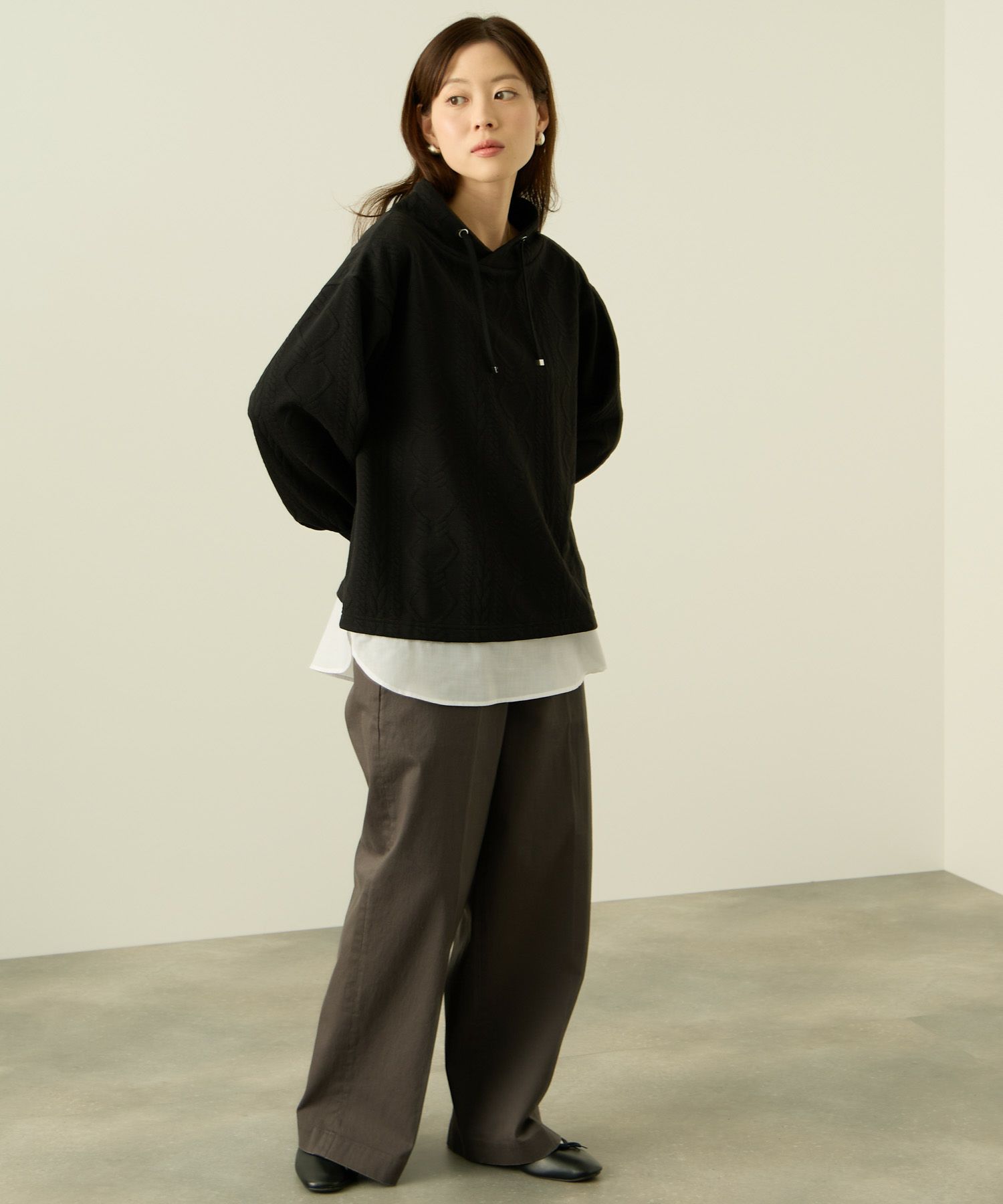 nAvy 時短ジャガードフェイクハイネックプルオーバー レディース