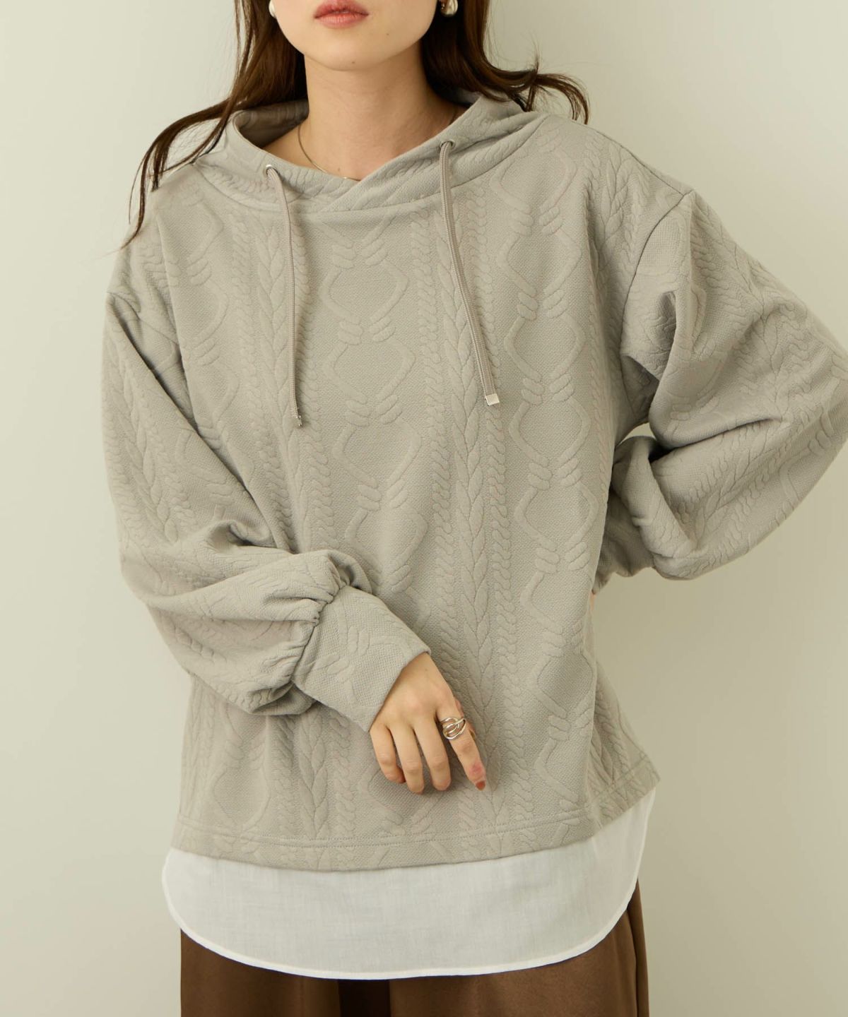 nAvy 時短ジャガードフェイクハイネックプルオーバー レディース