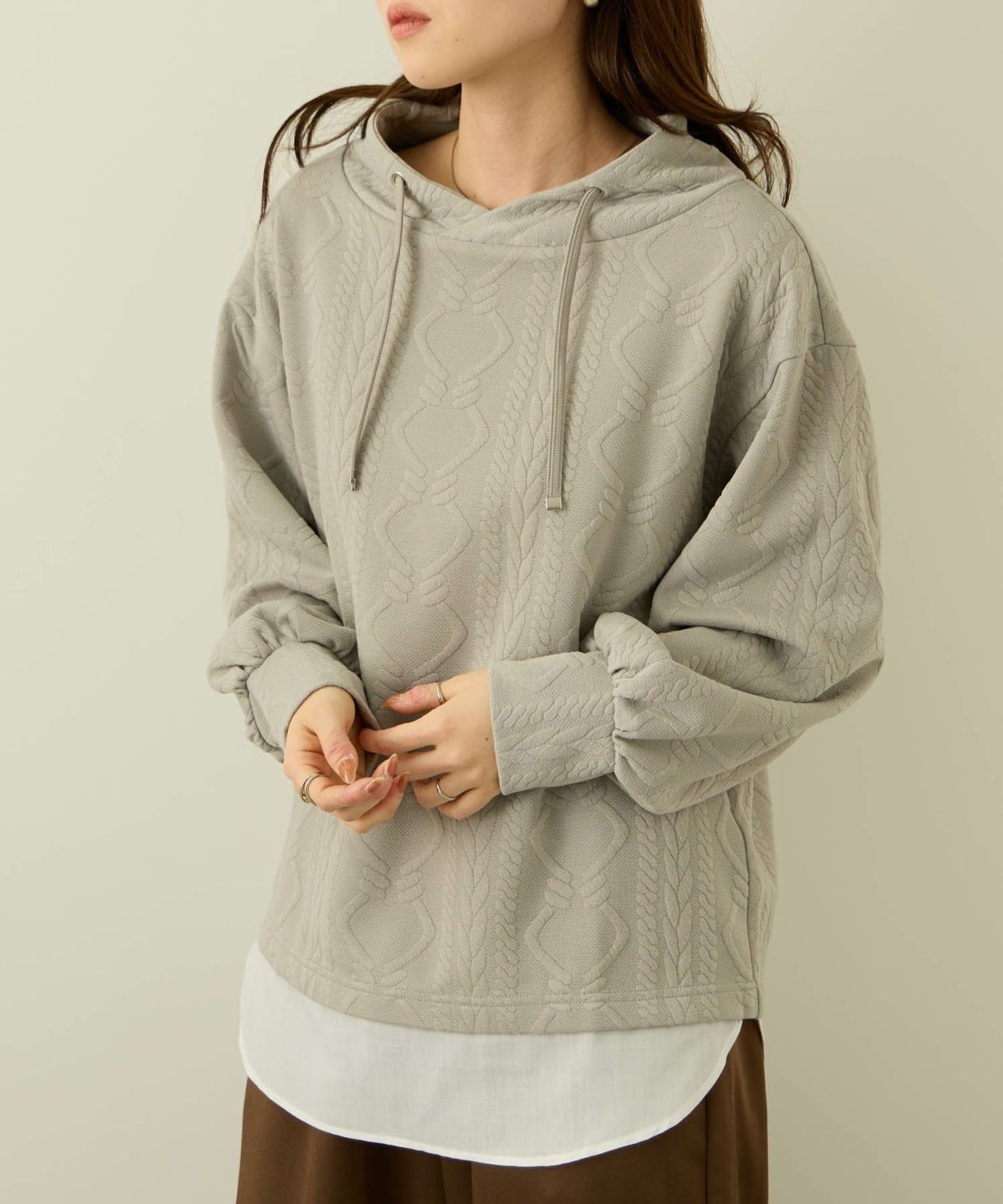 nAvy 時短ジャガードフェイクハイネックプルオーバー レディース