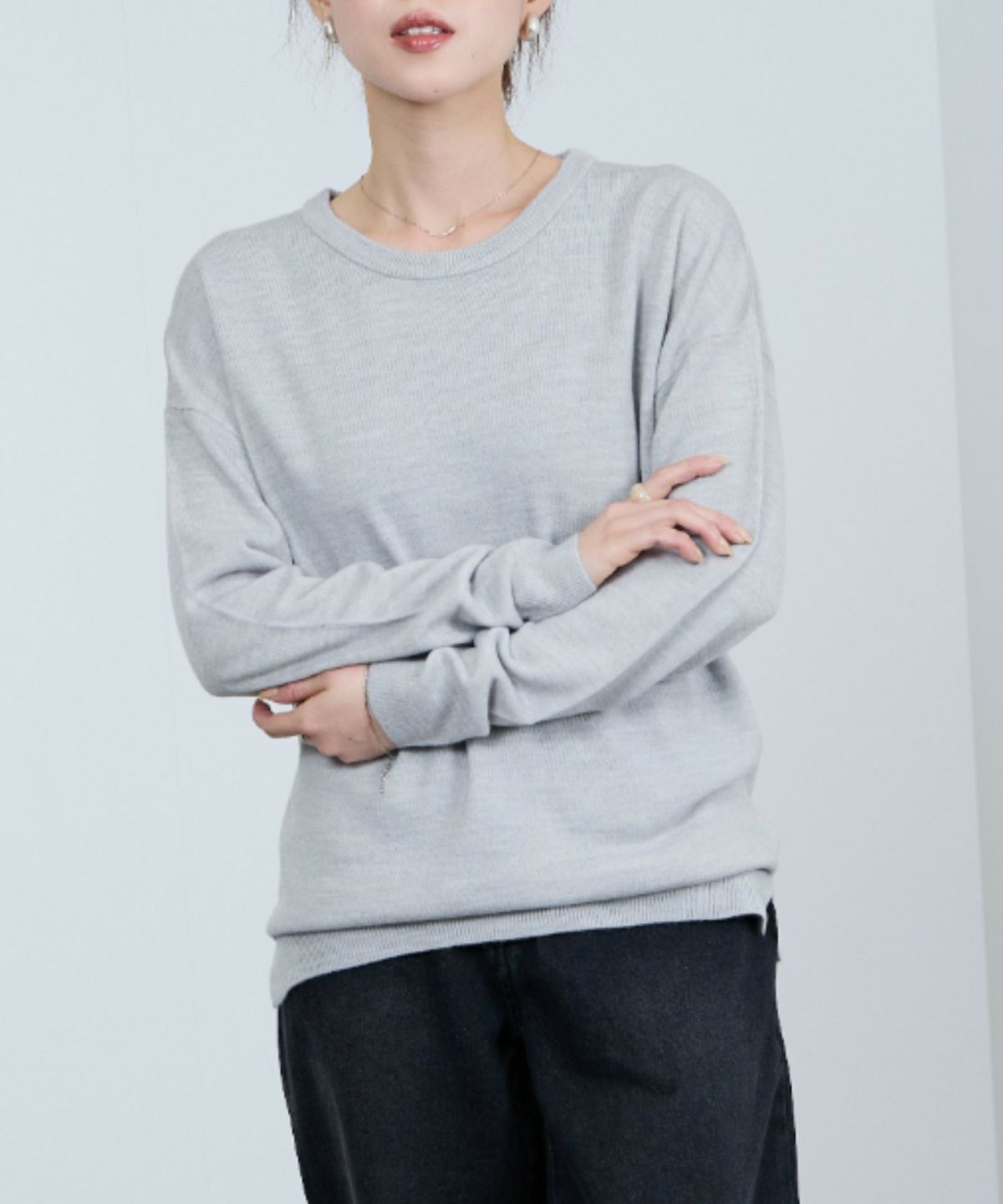 nAvy カシミヤタッチニット クルーネック レディース