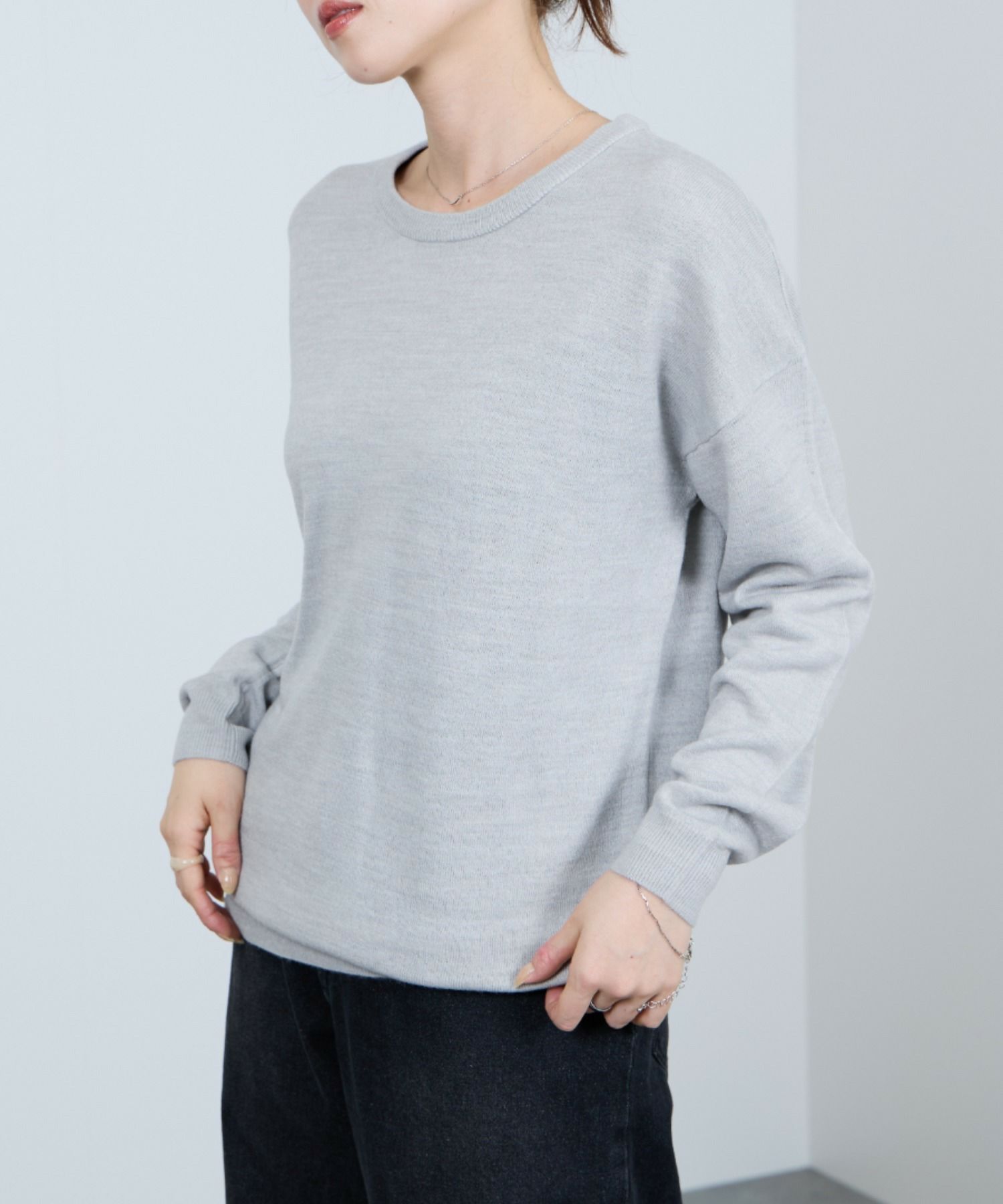 nAvy カシミヤタッチニット クルーネック レディース商品画像-4
