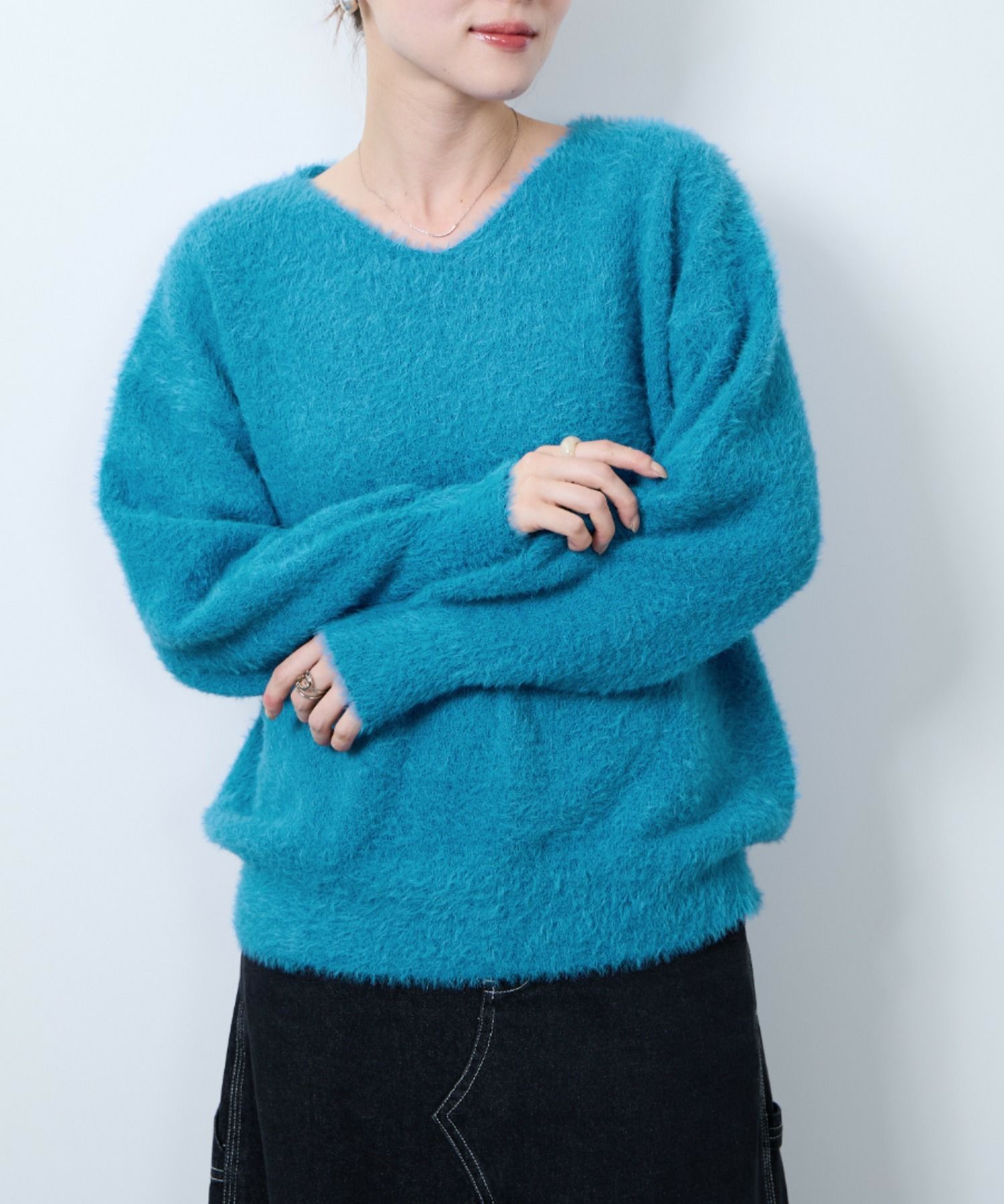 [さらに50%OFF]nAvy  フェザーVネックプルオーバー レディース商品サムネイル-12