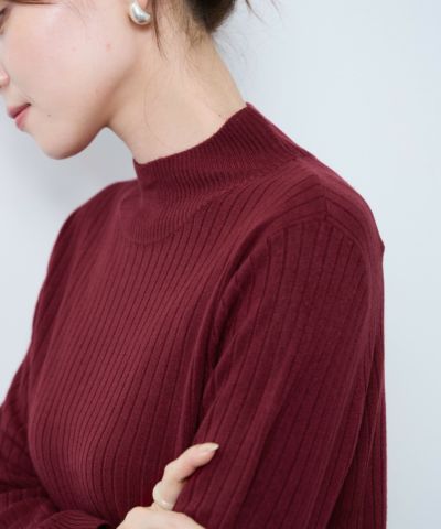 nAvy カシミヤタッチニット リブハイネック レディース