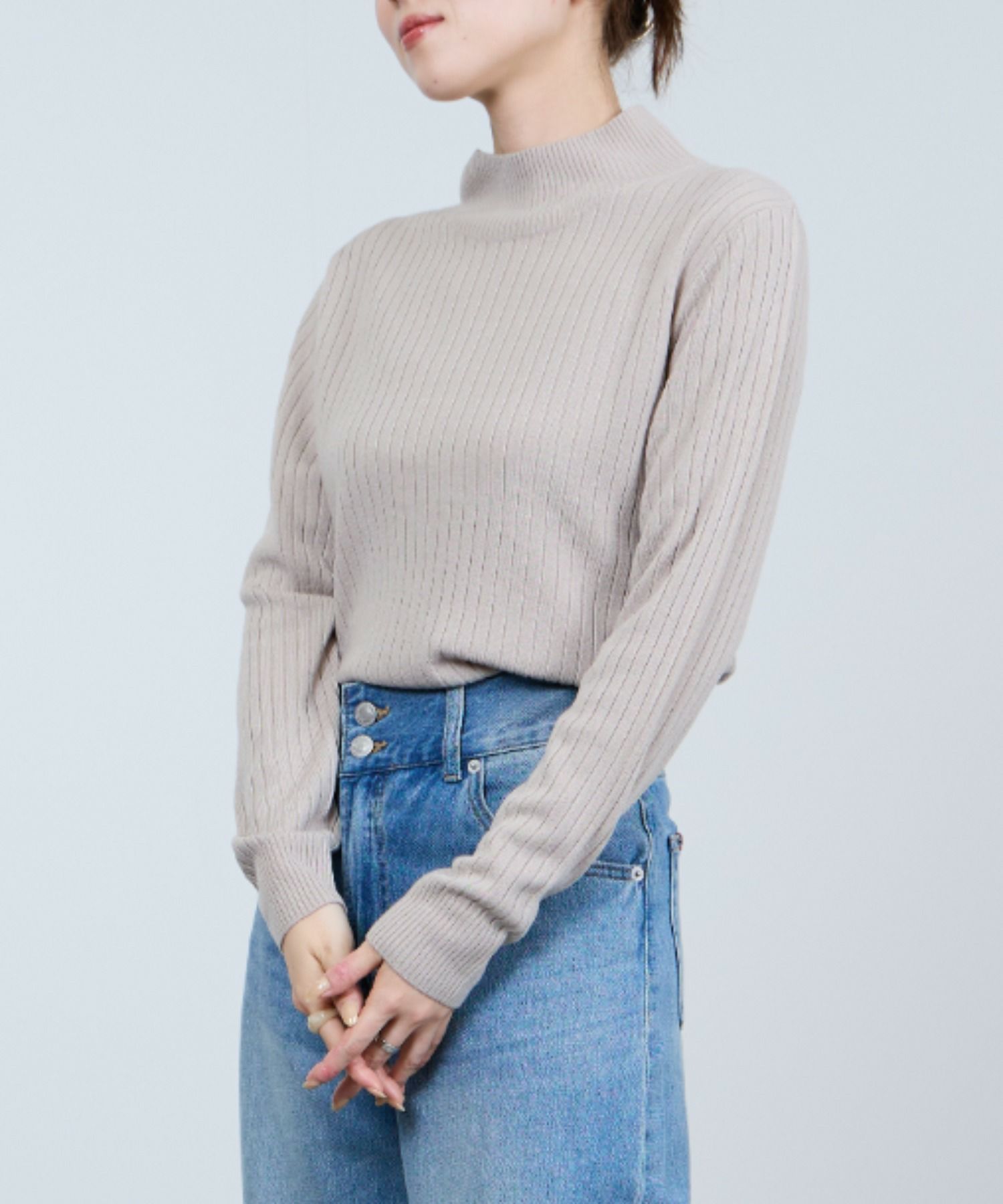 nAvy カシミヤタッチニット リブハイネック レディース商品画像-3