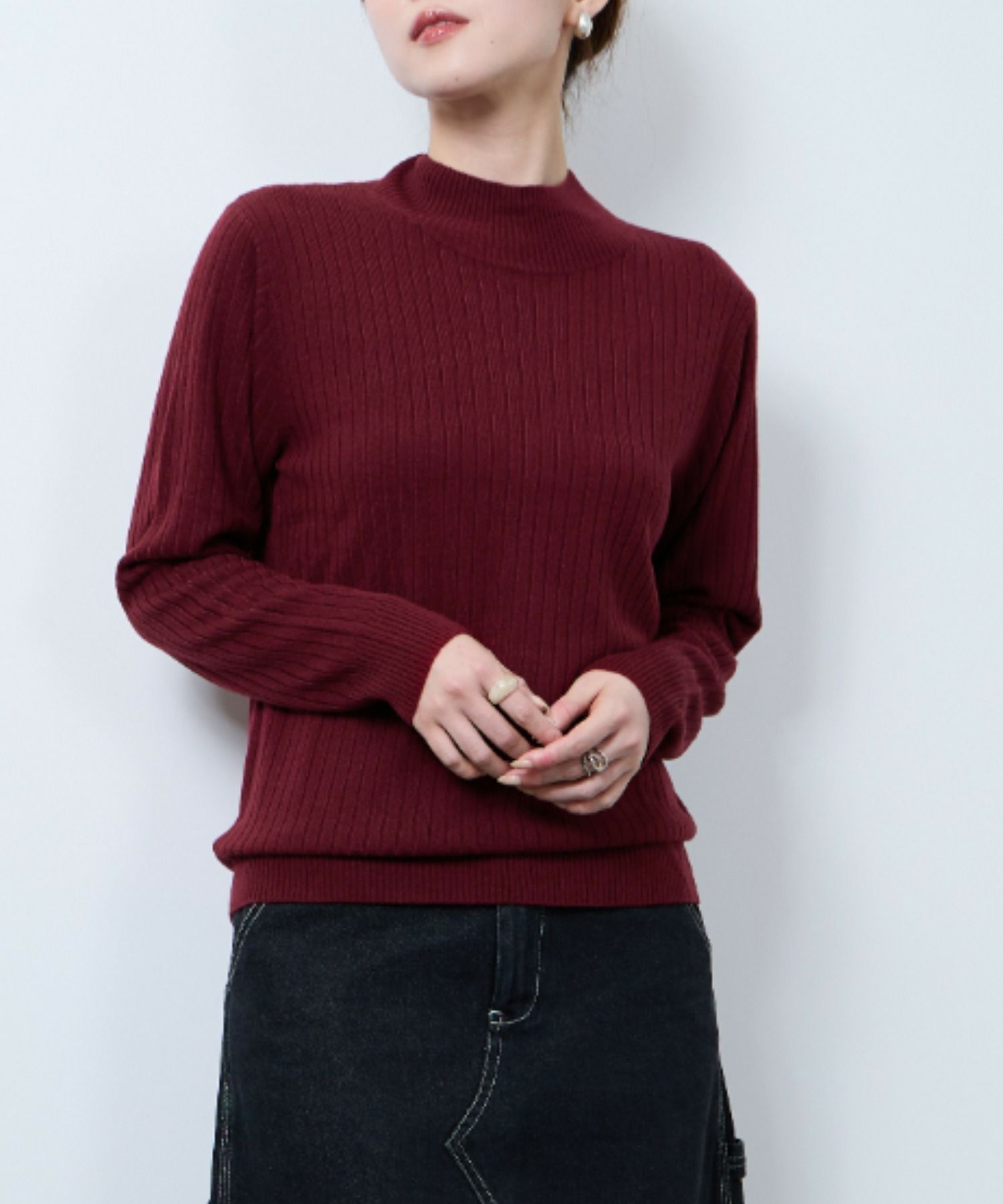 nAvy カシミヤタッチニット リブハイネック レディース商品画像-7