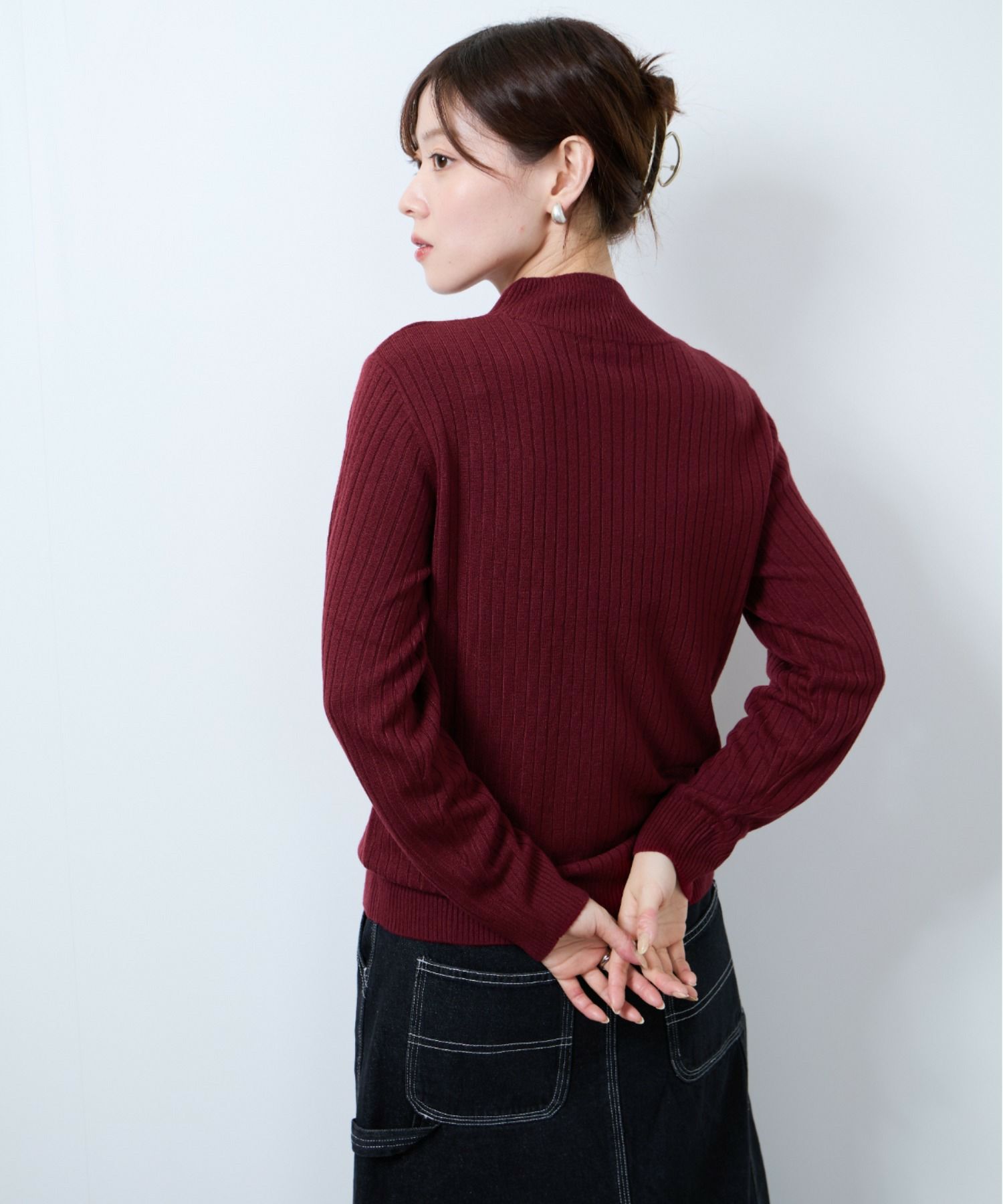 nAvy カシミヤタッチニット リブハイネック レディース