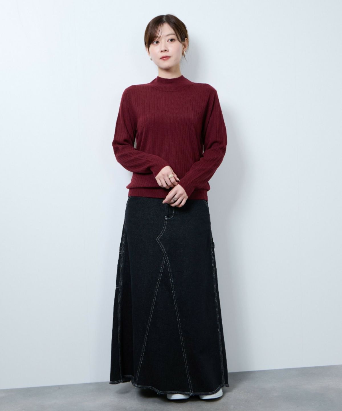 nAvy カシミヤタッチニット リブハイネック レディース