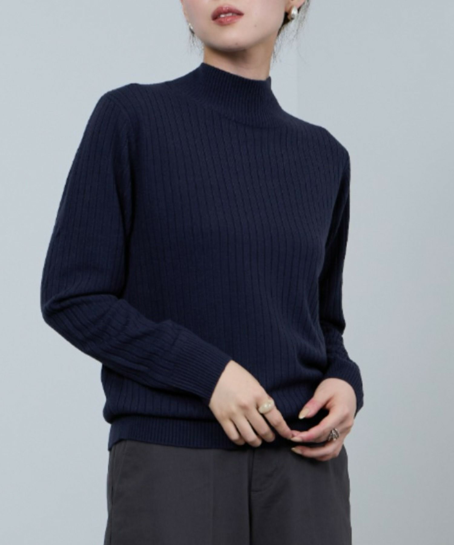 nAvy カシミヤタッチニット リブハイネック レディース商品サムネイル-15