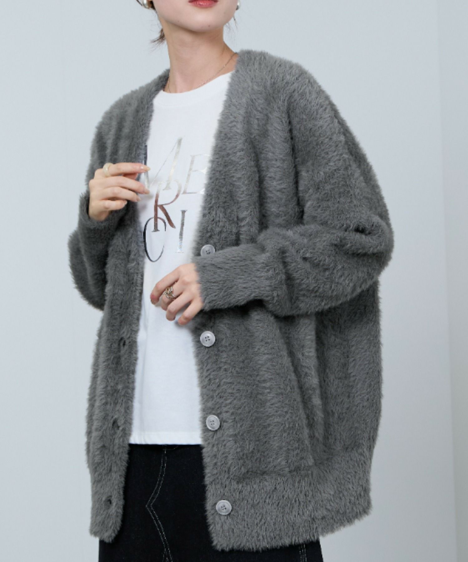 [値下げ]nAvy  フェザーロングカーディガン レディース商品画像-1