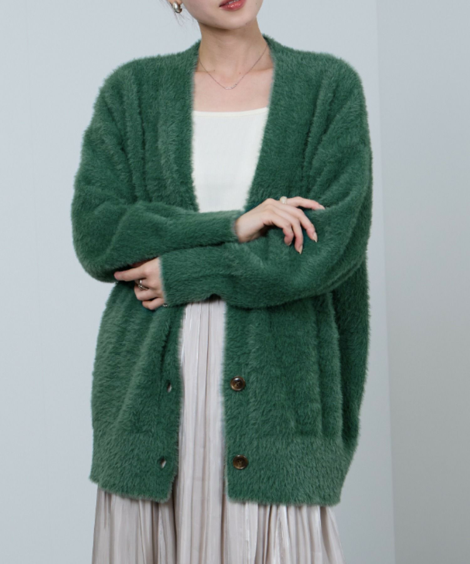 nAvy フェザーロングカーディガン レディース