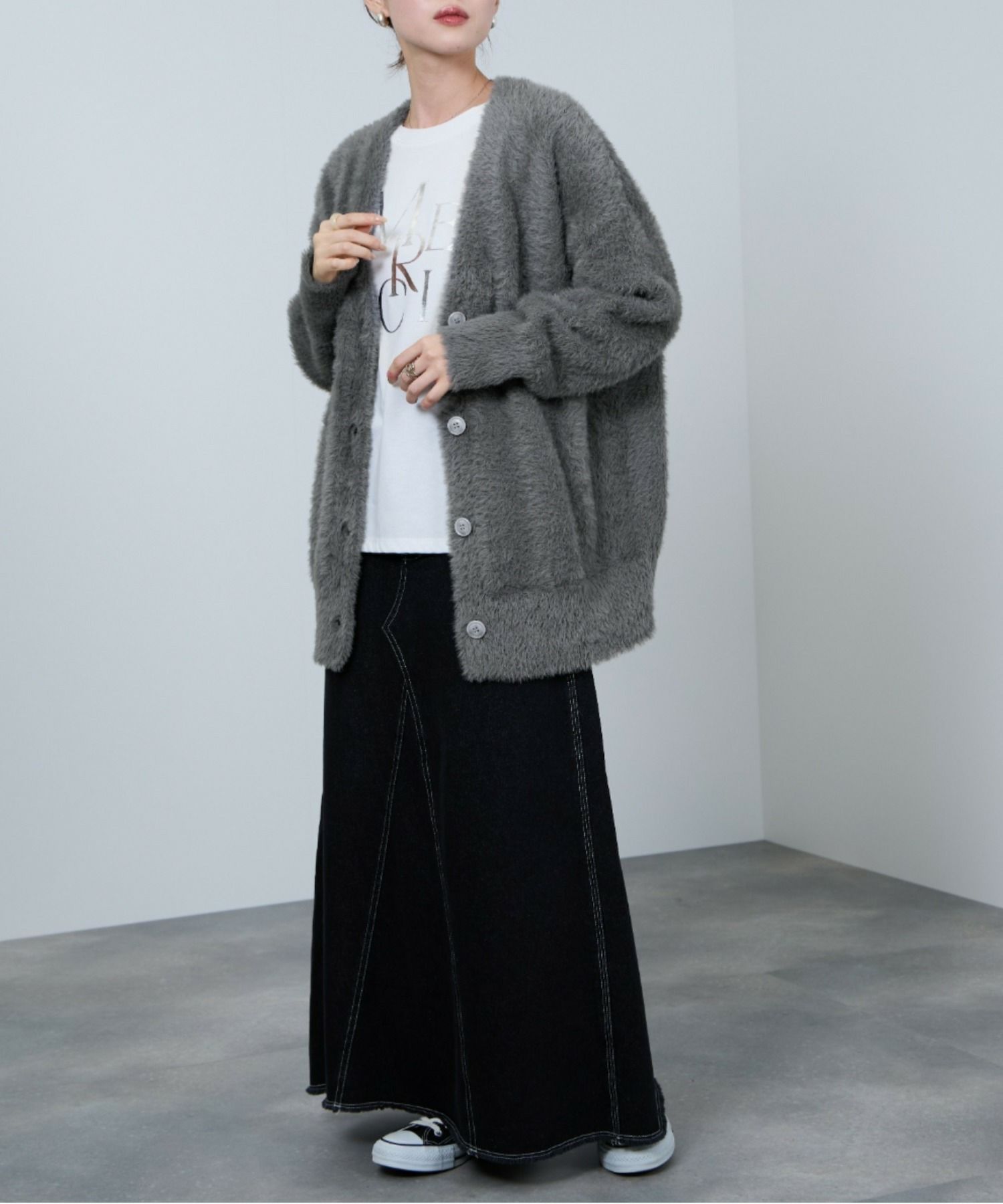 [さらに50%OFF]nAvy  フェザーロングカーディガン レディース商品画像-9