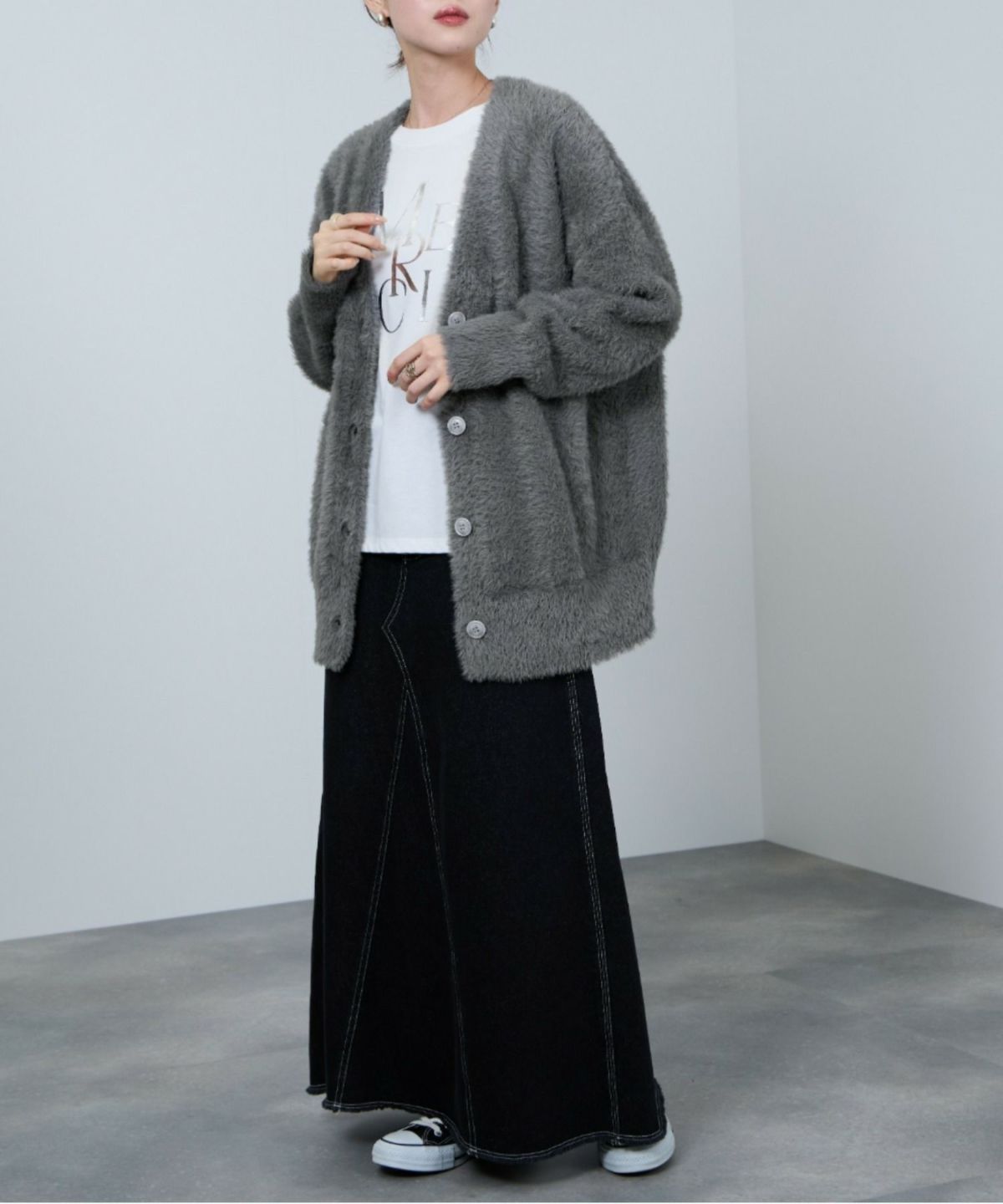 nAvy フェザーロングカーディガン レディース