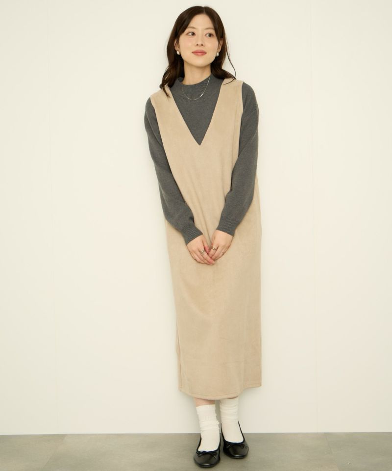 nAvy  ポンチ素材 フェイクスエードジャンパースカート レディース商品画像-2