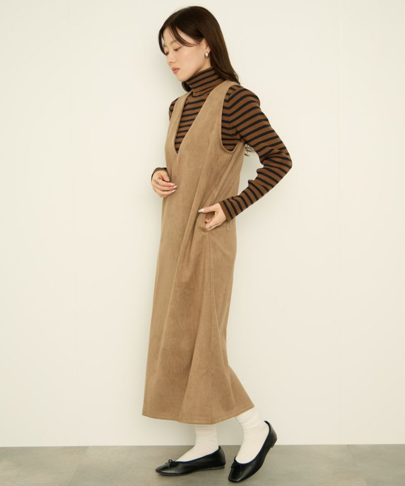 nAvy  ポンチ素材 フェイクスエードジャンパースカート レディース商品画像-3