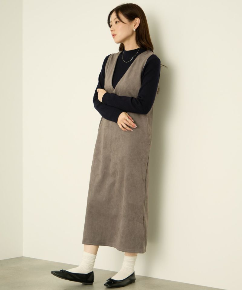 nAvy ポンチ素材 フェイクスエードジャンパースカート レディース商品画像-6