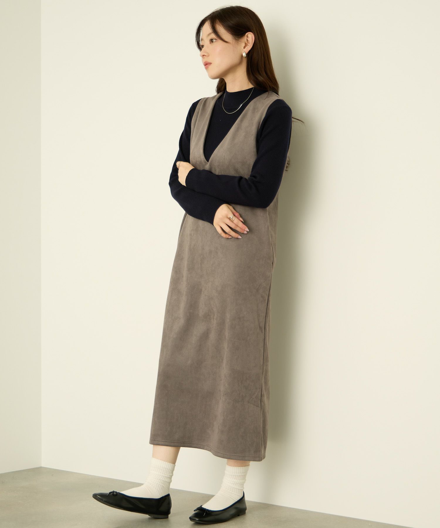 nAvy  ポンチ素材 フェイクスエードジャンパースカート レディース商品サムネイル-6