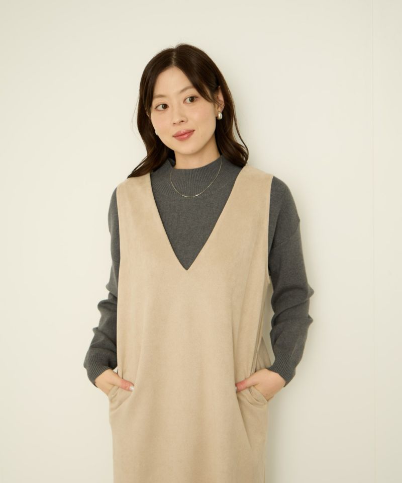 nAvy  ポンチ素材 フェイクスエードジャンパースカート レディース商品画像-7