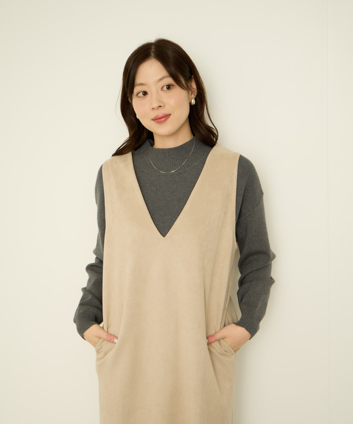 nAvy  ポンチ素材 フェイクスエードジャンパースカート レディース商品サムネイル-7