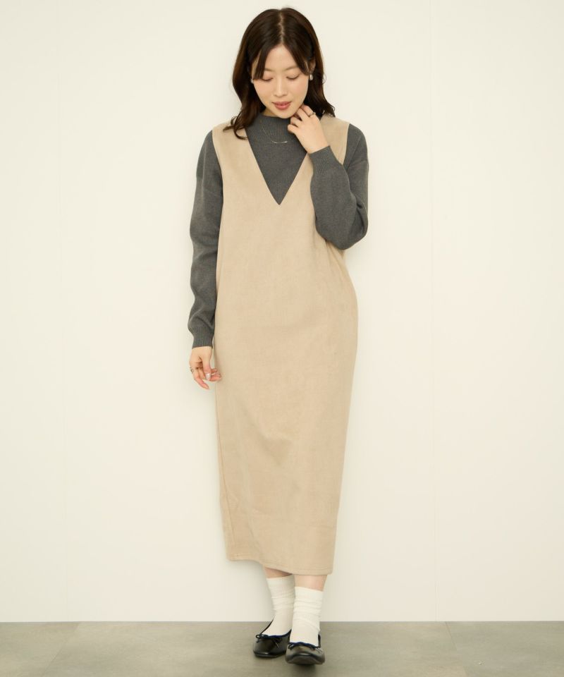 nAvy ポンチ素材 フェイクスエードジャンパースカート レディース商品画像-9