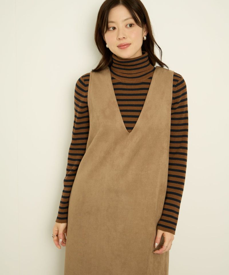 nAvy  ポンチ素材 フェイクスエードジャンパースカート レディース商品画像-12