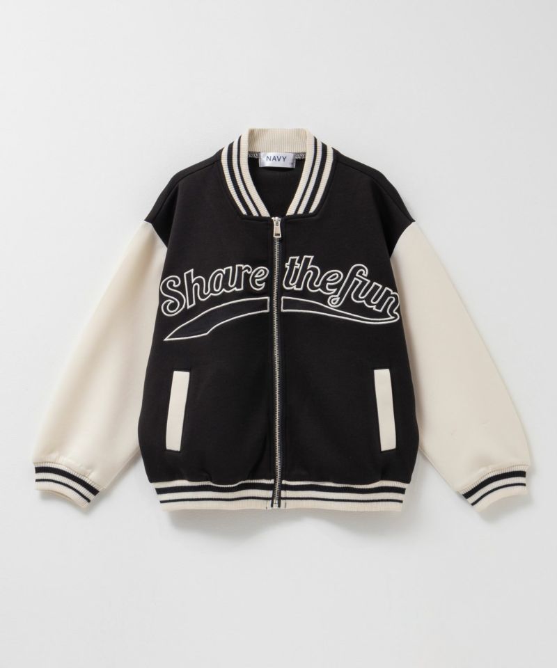 NAVY ポンチ素材 スタジャン キッズ商品画像-1