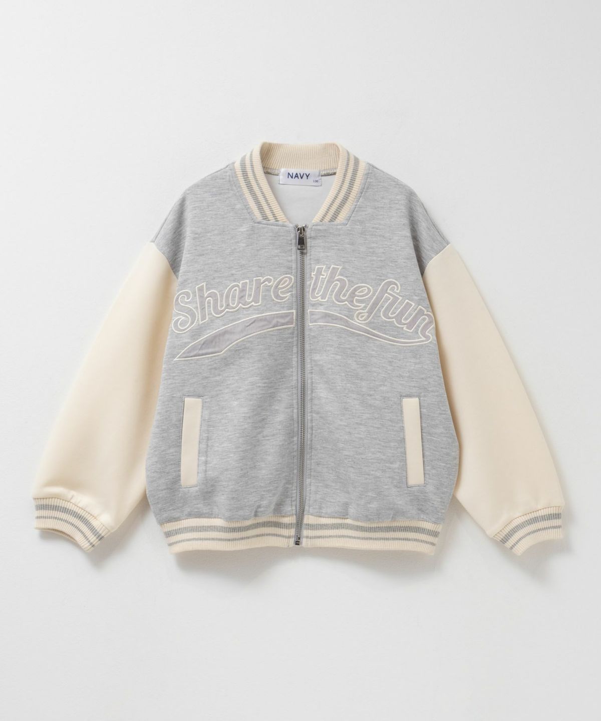 NAVY ポンチ素材 スタジャン キッズ