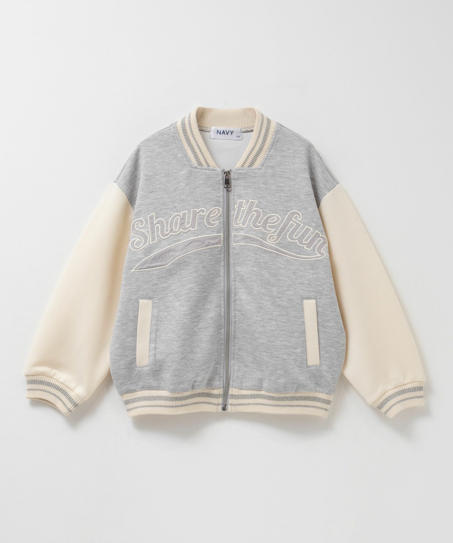 NAVY  ポンチ素材 スタジャン キッズ商品サムネイル-3