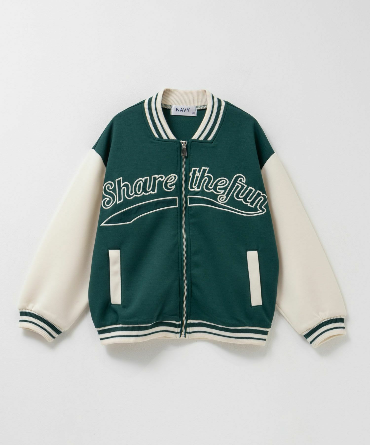 NAVY  ポンチ素材 スタジャン キッズ商品画像-18