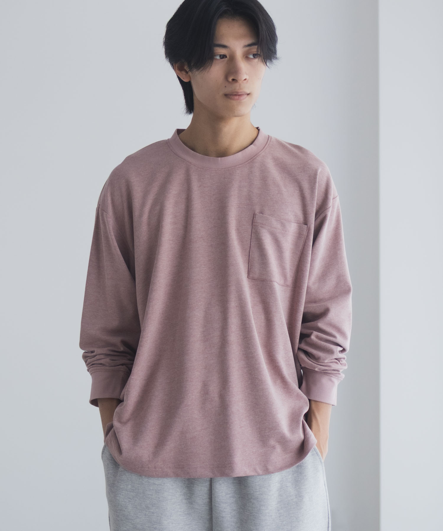 NAVY タフラク ポンチ素材ポケツキ長袖Tシャツ メンズ商品サムネイル-5
