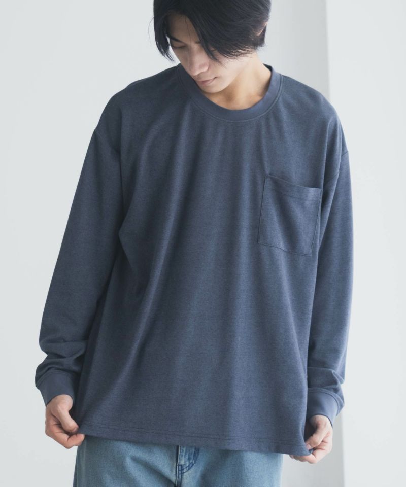 NAVY タフラク ポンチ素材ポケツキ長袖Tシャツ メンズ商品画像-7