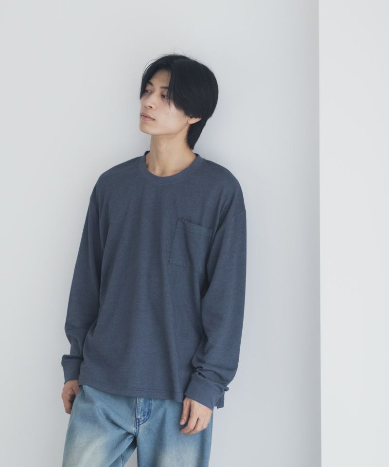 NAVY タフラク ポンチ素材ポケツキ長袖Tシャツ メンズ商品画像-8