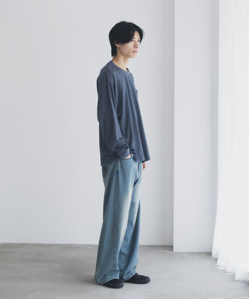 NAVY タフラク ポンチ素材ポケツキ長袖Tシャツ メンズ商品画像-9