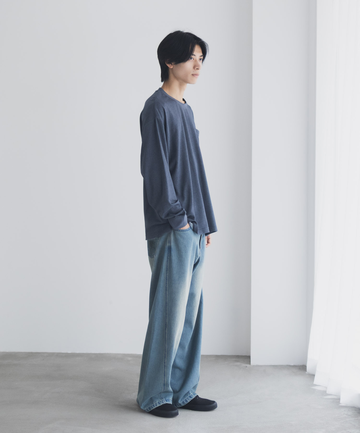 NAVY タフラク ポンチ素材ポケツキ長袖Tシャツ メンズ商品サムネイル-10