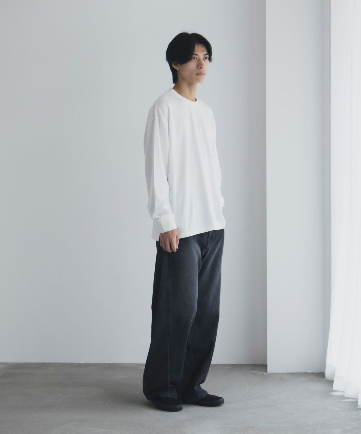 NAVY タフラク ポンチ素材ポケツキ長袖Tシャツ メンズ