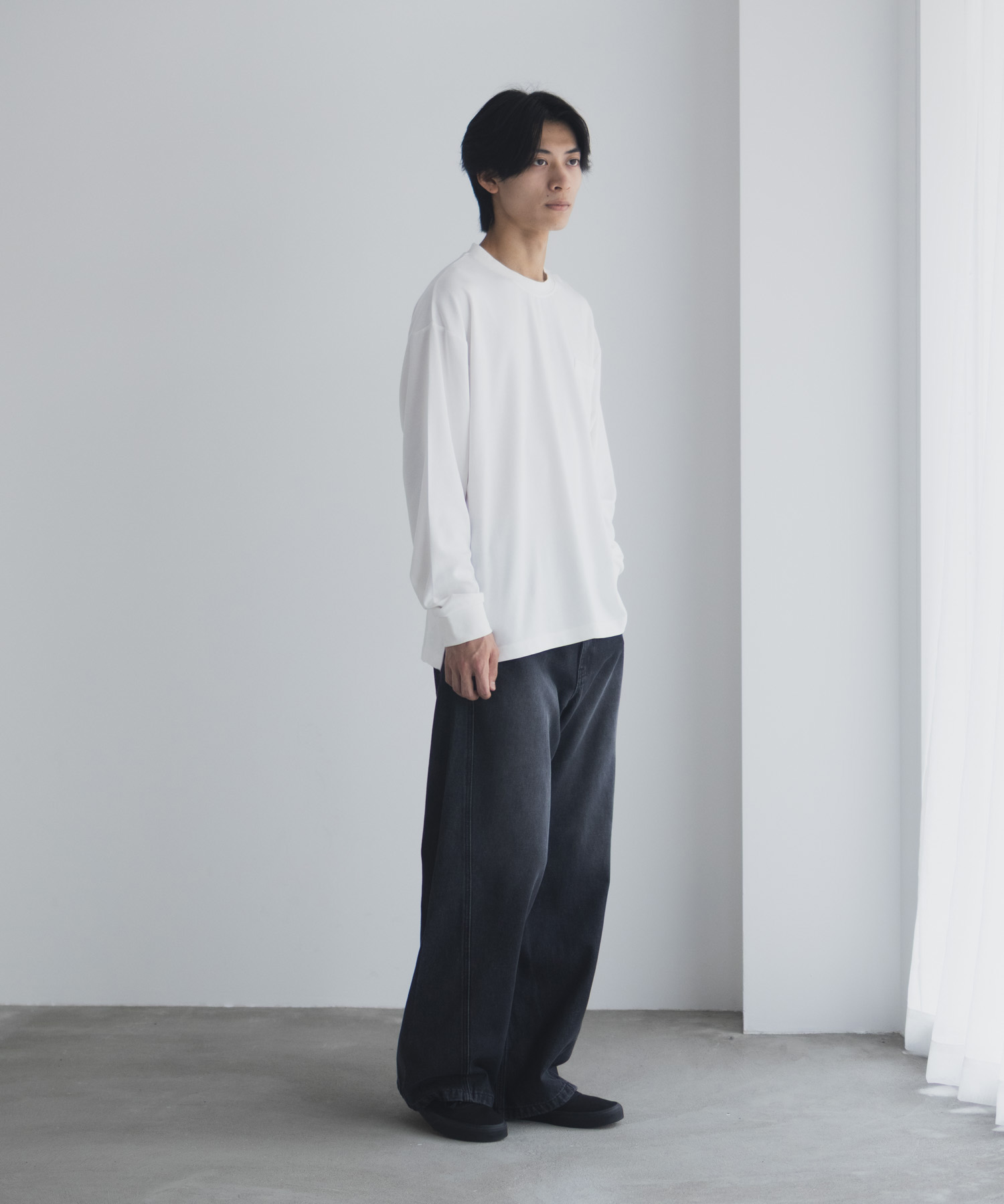 NAVY タフラク ポンチ素材ポケツキ長袖Tシャツ メンズ