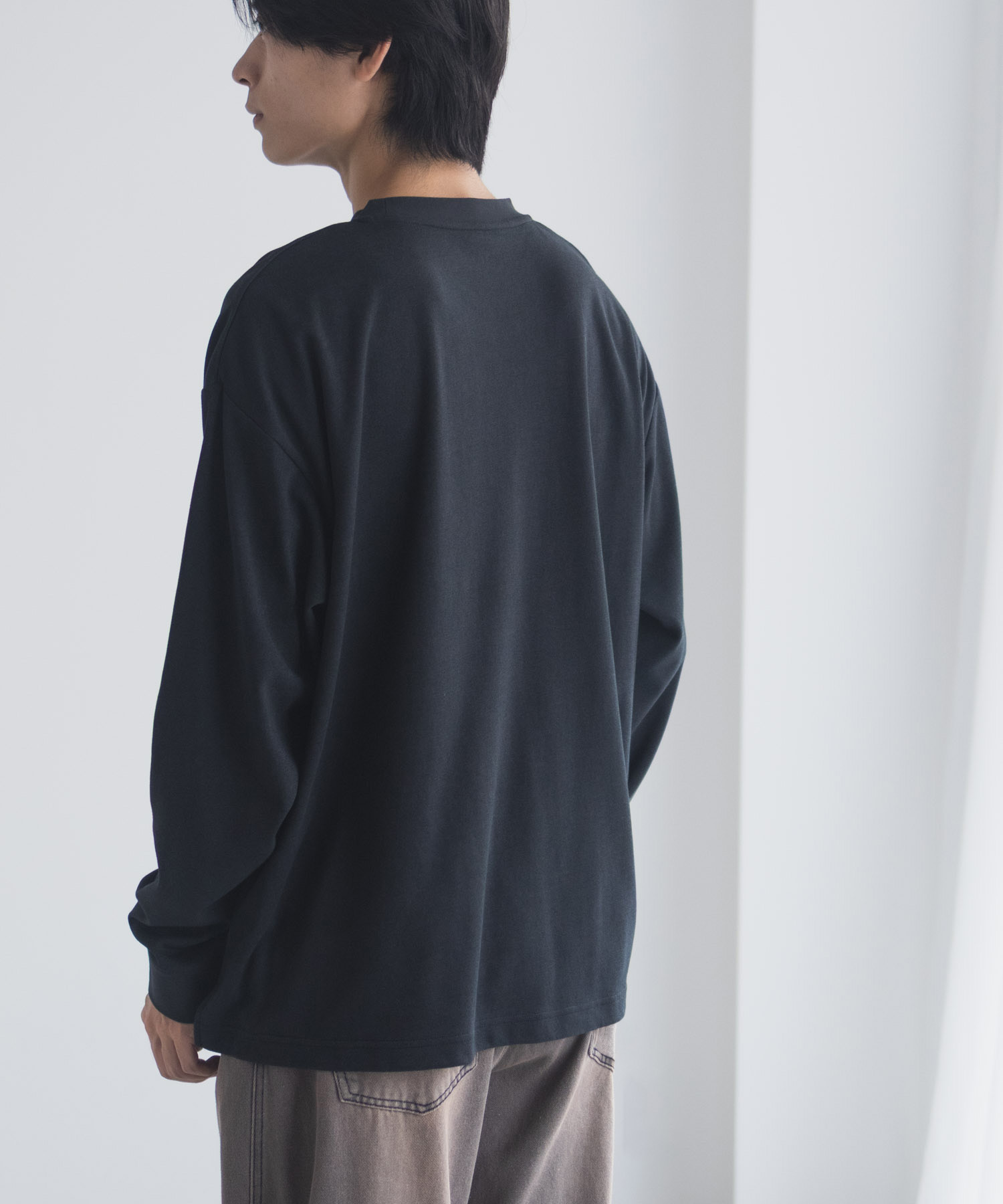 NAVY タフラク ポンチ素材ポケツキ長袖Tシャツ メンズ